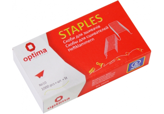 Скоби №10 мідні Optima, 1000 шт., O40353