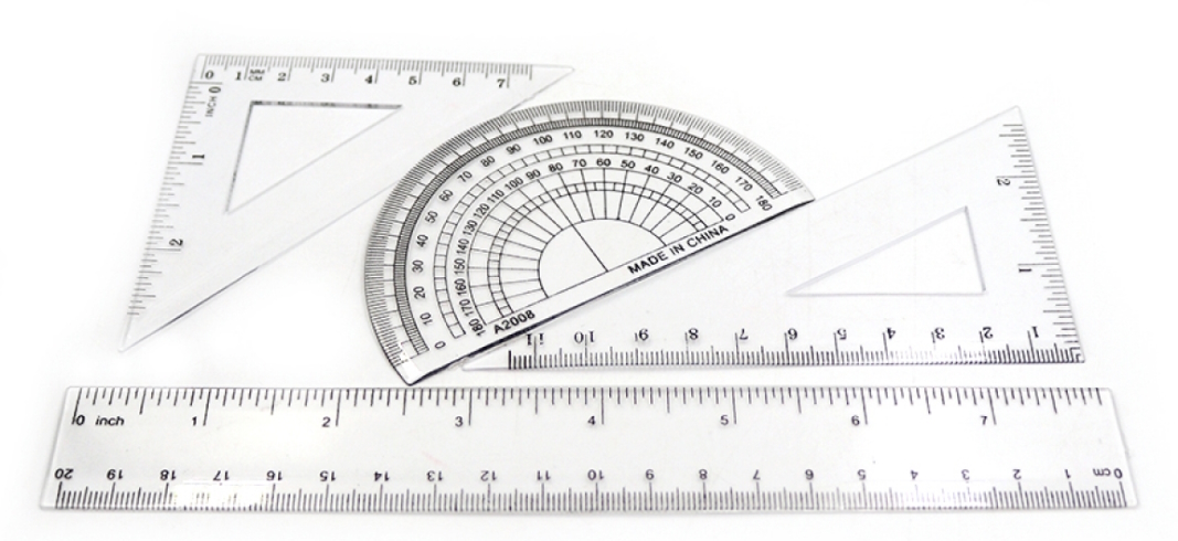 DSCN1027 Лінійка 15см + транспортир + 2 трикутника пласт., 4предм. 1шт / етикетка