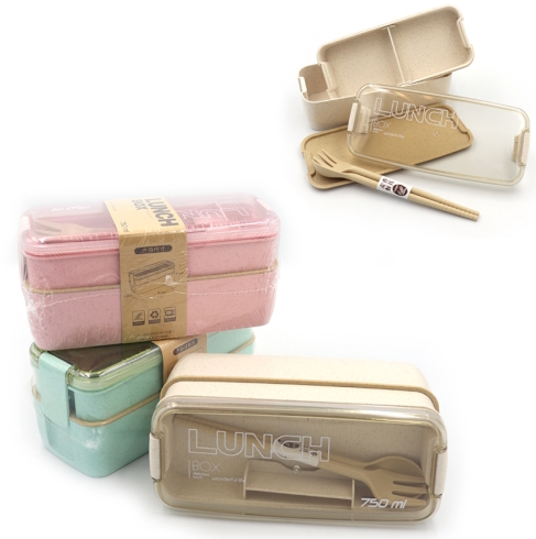 DSCN1038 Контейнер/їжі,3 отд,виделка+ложка,п.пластик,СВЧ, 750мл,mix3