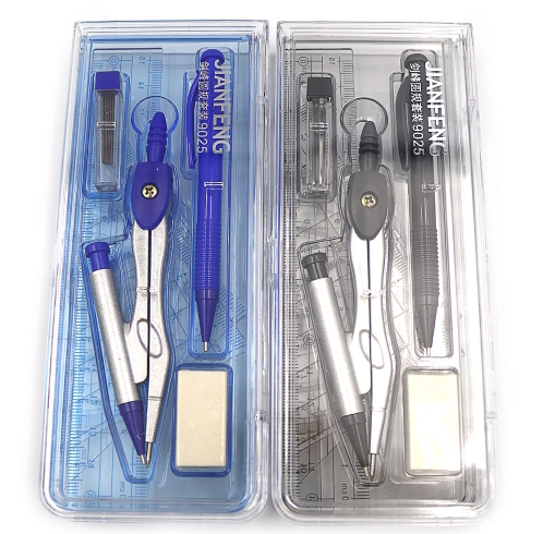 JF-9025 Готовальня 8 предм. цирк.+чинка.+гумка+олівець + лінійки