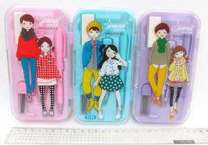 JF-9088 Готовальня 8 предм. мех.кар.+цирк.+гумка.+гриф.+лінійка, mix3