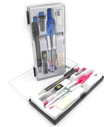 JF-9029 Готовальня 6 предм. циркуль/каранд/гумка/гриф/чинка 1шт/єтік