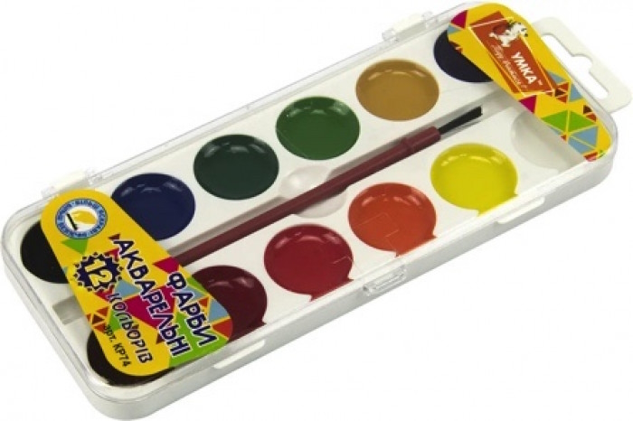 Фарби аквар., з пензл., 12кол., КР74, УМКА