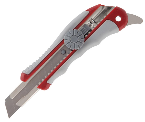 Ніж канцел., мет. направл, гум вставки, 18мм  гвинт фіксатор 6705-A  AXENT