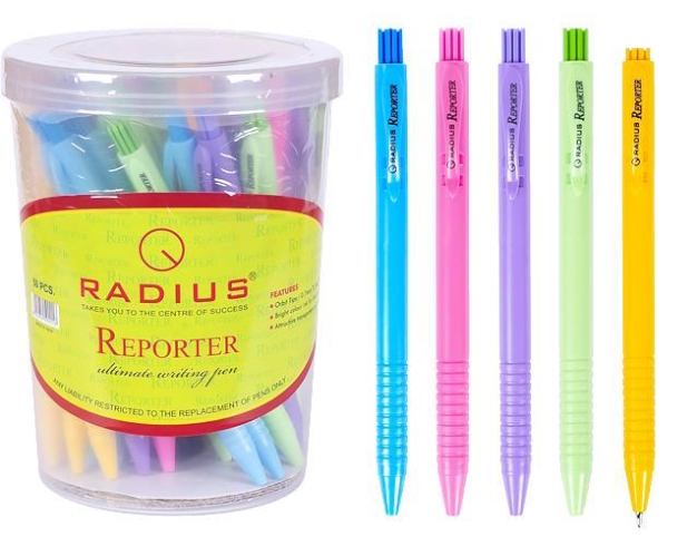 Ручка REPORTER-Rubberize синя, автомат, 0.7mm - 1.0mm, Radius ПРОГУМОВАНА