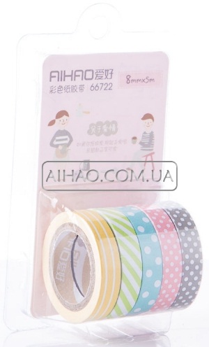 Декоративна клейка стрічка, розмір 8ммх5м, набір 5 штук, AH66722