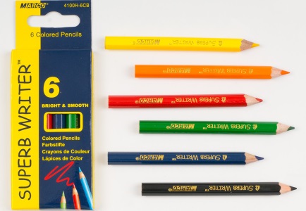 Олівці 6 кольорів шестигранні укорочені, Superb Writer, Marco, 4100H-6CB
