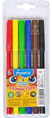 Фломастери 6 кольорів Super Washable, Marco, 1690-6