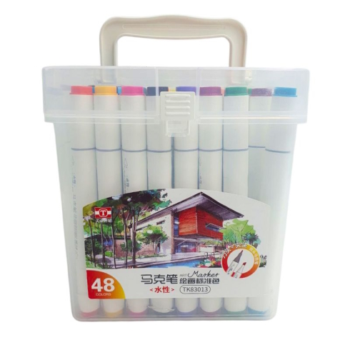 TK83013-48 Набір скетч маркер трикут. двостор. скош/кругл тонк TY 48шт. пластик контейн. з ручк, на