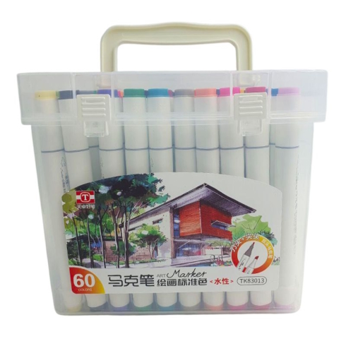 TK83013-60 Набір скетч маркер трикут. двостор. скош/кругл тонк TY 60шт. пластик контейн. з ручк, на