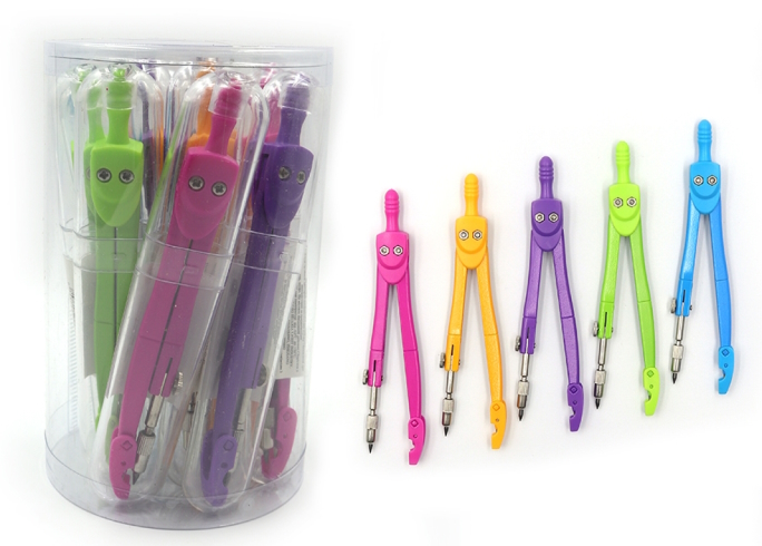 SC01001LC-P (5502) Циркуль у пласт. Кольоров тубусі в PVC банці, mix5