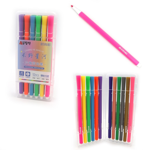 M6132 Набір текстовиділячів Aodemei 12кол., plastic box/етик