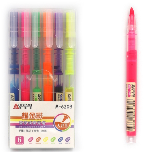 M6203 Набір текстовиділячів-ролерів Aodemei, PVC BOX, 6кол. етик