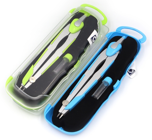 S47002B Циркуль з грифелем, 2 предм. в футлярі 1шт/єтік