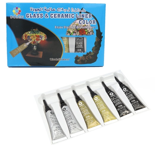 DSCN0672 Фарби для скла і кераміки Dozen 12мл*6шт., лінер 1шт/єтік