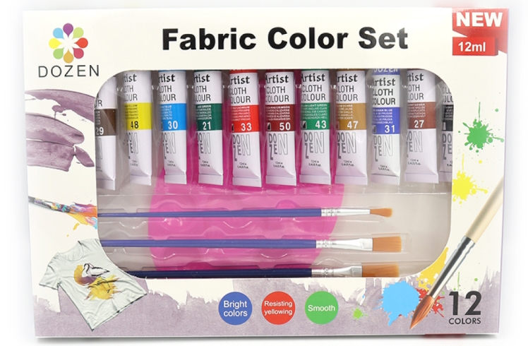 DSCN0680 Фарби для одягу Dozen 12мл*12шт. з пензликом 1шт/єтік