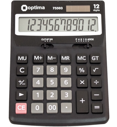 Калькулятор настільний Optima, 12 розрядів, розмір 170*122*32 мм,O75503