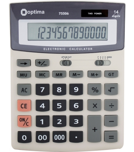 Калькулятор настільний Optima, 14 розрядів, розмір 197*148*49 мм,O75506