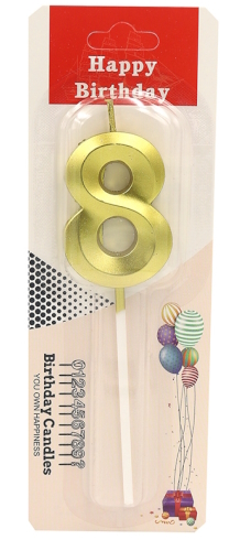 DSCN9369 Свічка для торта Цифра 8, блістер