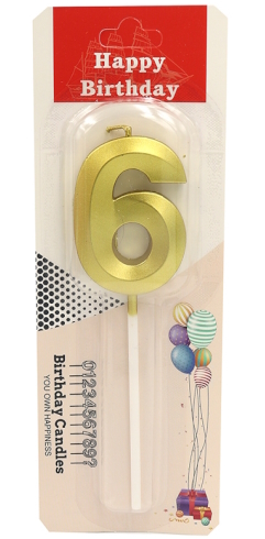DSCN9369 Свічка для торта Цифра 6, блістер