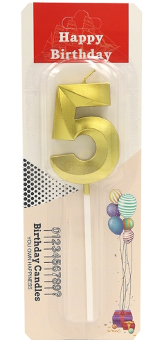 DSCN9369 Свічка для торта Цифра 5, блістер