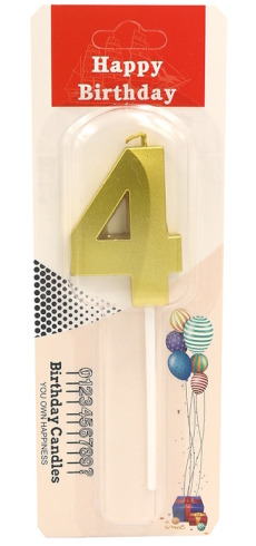 DSCN9369 Свічка для торта Цифра 4, блістер