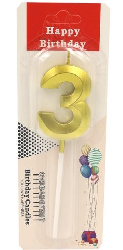 DSCN9369 Свічка для торта Цифра 3, блістер