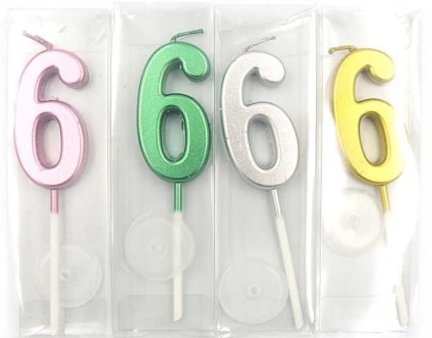 DSCN9373 Свічка для торта Цифра 6, блістер