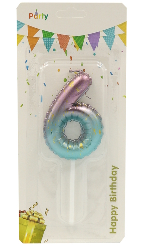 DSCN9388 Свічка для торта Цифра 6, блістер