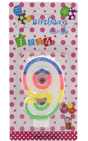 DSCN9395 Свічка для торта Цифра 9, блістер