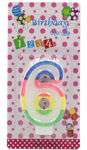 DSCN9395 Свічка для торта Цифра 6, блістер