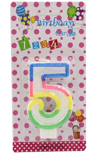 DSCN9395 Свічка для торта Цифра 5, блістер