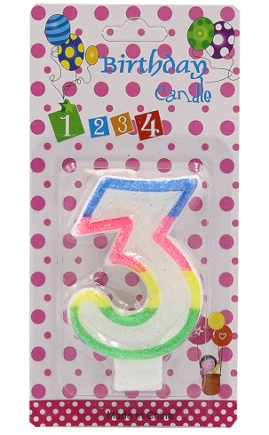 DSCN9395 Свічка для торта Цифра 3, блістер