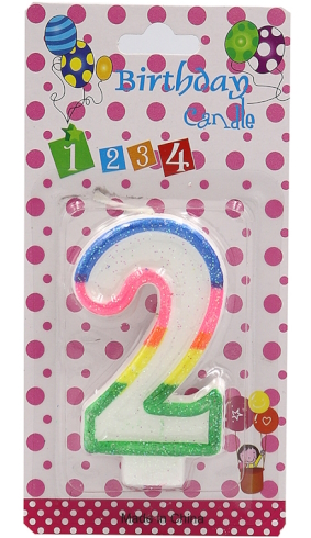 DSCN9395 Свічка для торта Цифра 2, блістер