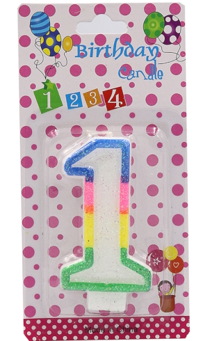 DSCN9395 Свічка для торта Цифра 1, блістер