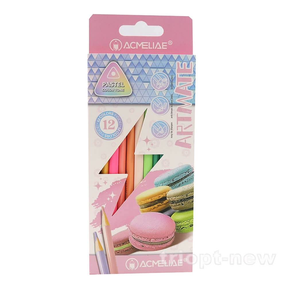 43742 Набір кол. олівців трикут. пастель Acmeliae, 12кол.1шт/єтік