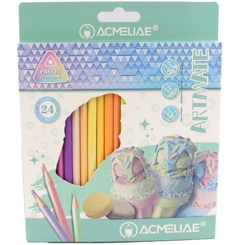 43188 Набір кол. олівців трикут. пастель Acmeliae, 24кол. 1шт/єтік