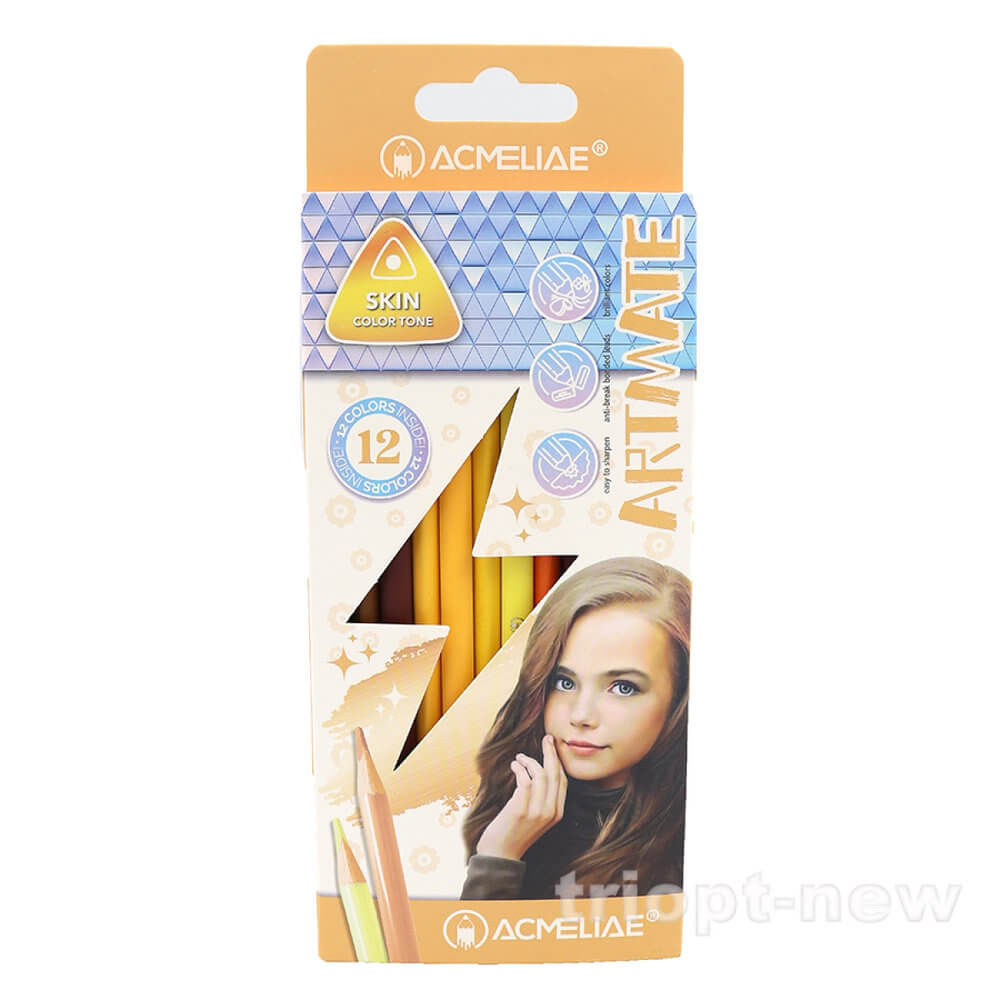 8802 Набір кол. олівців трикут колір шкіри Acmeliae 12кол. 1шт/єтік