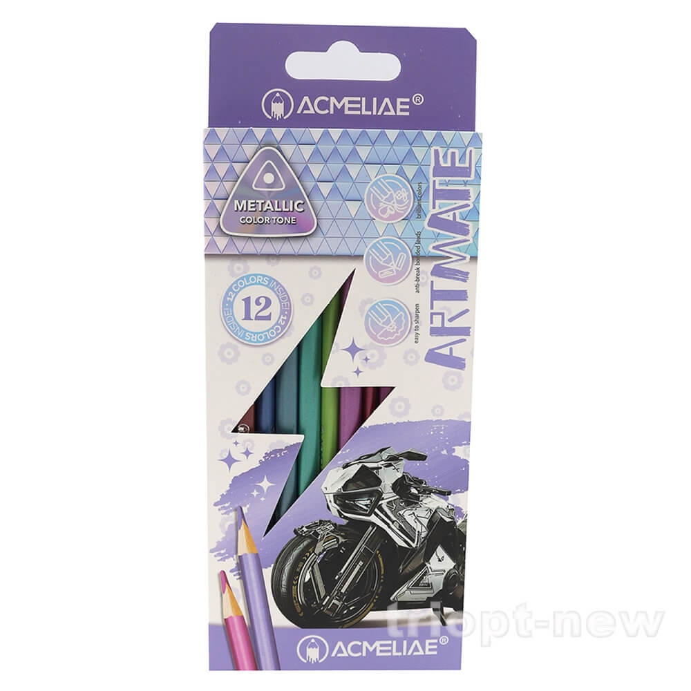 43721 Набір кол. олівців трикут. металік Acmeliae, 12кол.1шт/этик.