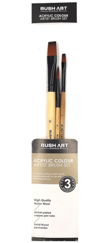 AS330-3 Набір пензлів для акрил фарб Art Nation кругл. 4#, плоск. 4#, плоск. 12#, 3шт. 1шт/этик