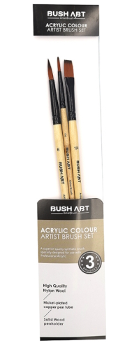 AS330-4 Набір пензлів для акрил фарб Art Nation кругл. 2#, кругл. 6#, плоск. 1/4, 3шт. 1шт/этик