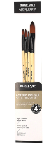 AS440-2 Набір пензлів для акрил фарб Art Nation кругл 2#, плоск.4#, овал.4#, овал.10#, 4шт.1шт/этик