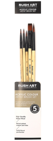 AS550-2 Набір пензлів для акрил фарб Art Nation кругл.1#,кругл 2#,кругл.6#,плоск.1/4,пло 1шт/этик