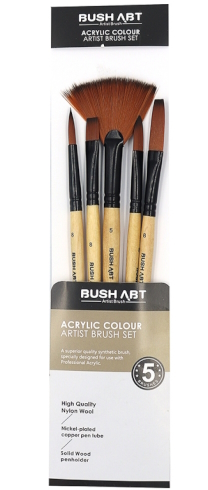 AS550-3 Набір пензлів для акрил фарб Art Nation круглі8#,овал.8#,плоск.8#,плоск.8#,віяло 1шт/этик