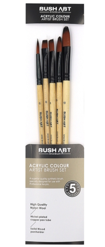 AS550-4 Набір пензлів для акрил фарб Art Nation круглі6#,короткі6#,короткі8#,овал.6#,ова 1шт/этик