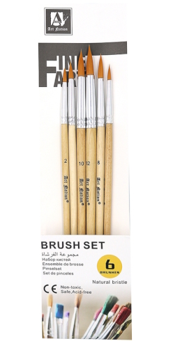 BR5806-2 Набір пензлів Art Nation з 6 шт. натур. нейлон, кругла головка  1шт/етик