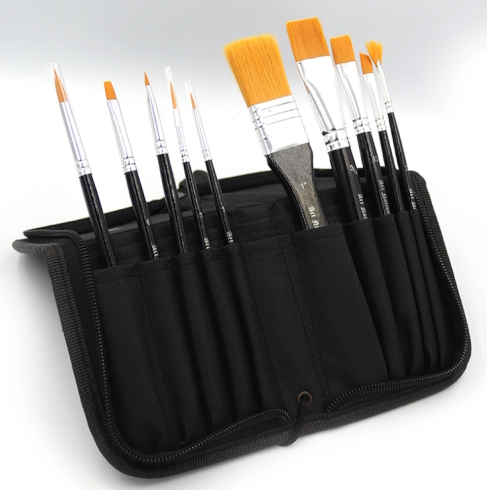 BRA1028 Набір пензлів для акрилу Art Nation  нейлон., в пеналі, 10шт. 1шт/этик
