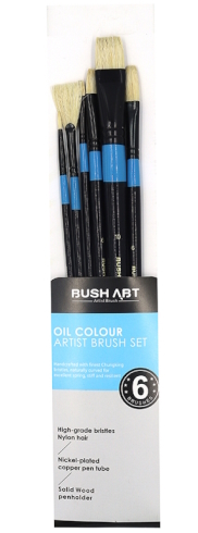 LO59066-1 Набір пензлів для масл фарб Art Nation кругл.2#,віяло3# плоск2#,плоск.6#,плос 1шт/этик