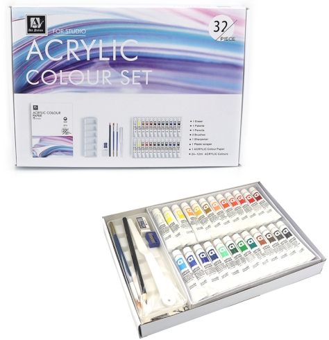 A32 Набір ACRYLIC Art Nation 32шт (24кол.*12мл+1ласт+1паліт+1олів+2пензлі+1инка+1п 1шт/этик.