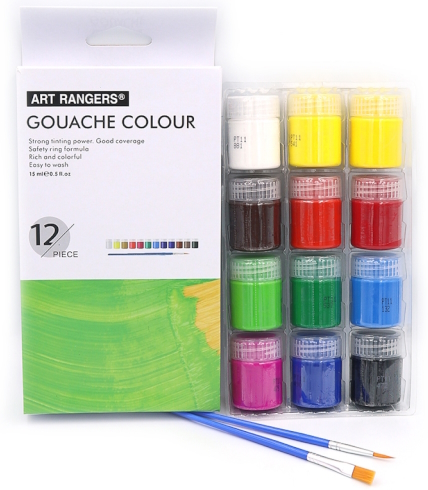 G1215 Набір гуаші Art Nation 15 мл*12кол.+2 пензлика 1шт/этик